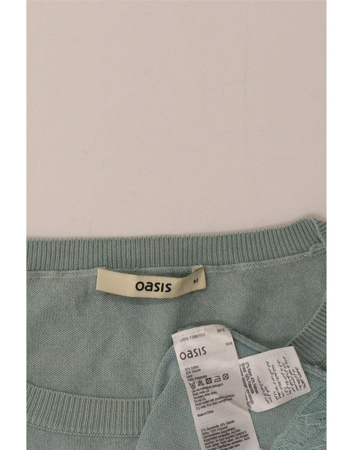 Oasis Womens Boat Neck Jumper Sweater UK 14 Medium Turquoise Cotton