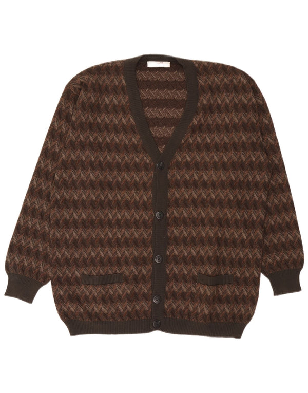 Bernardini Mens Cardigan Sweater Large Brown Geometric