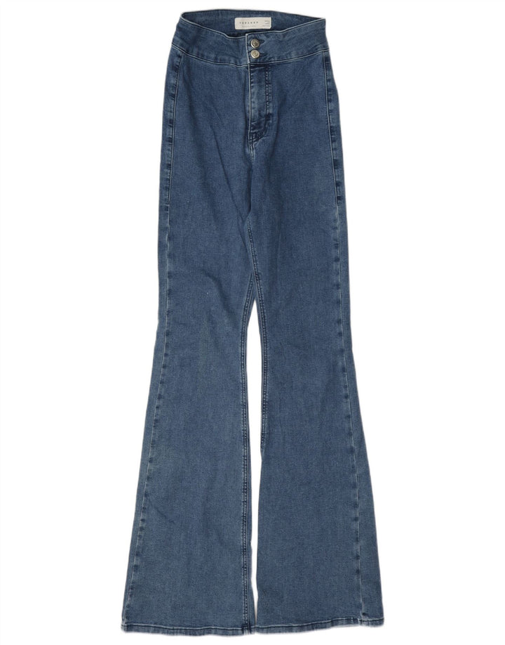 Topshop Womens High Rise Flared Jeans W26 L32 Blue Cotton