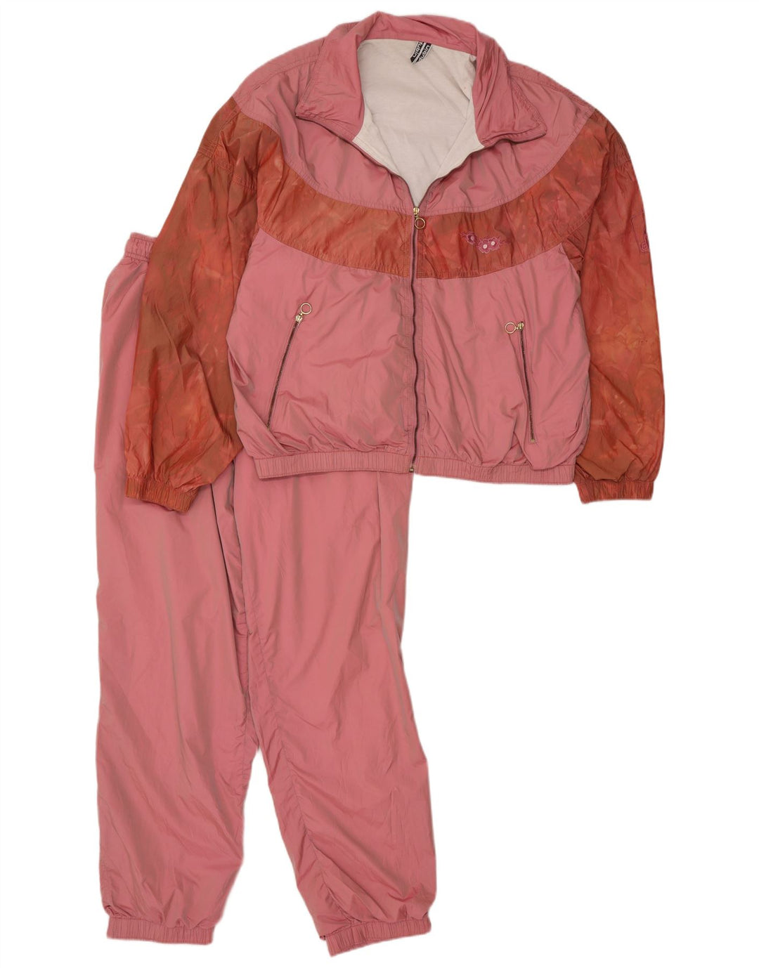Dubin Womens Full Tracksuit UK 14 Medium Pink Colourblock Polyamide Retro