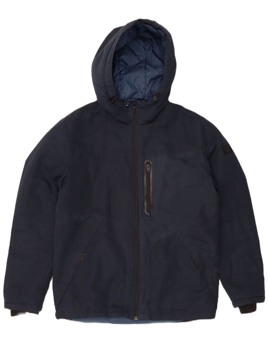 Jack & Jones Mens Hooded Padded Jacket UK 40 Large Navy Blue Modern