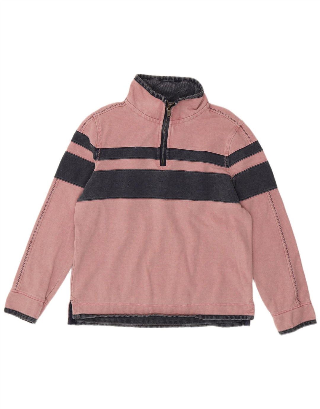 FAT FACE Mens Zip Neck Sweatshirt Jumper Medium Pink Colourblock Cotton Vintage Fat Face and Second-Hand Fat Face from Messina Hembry 