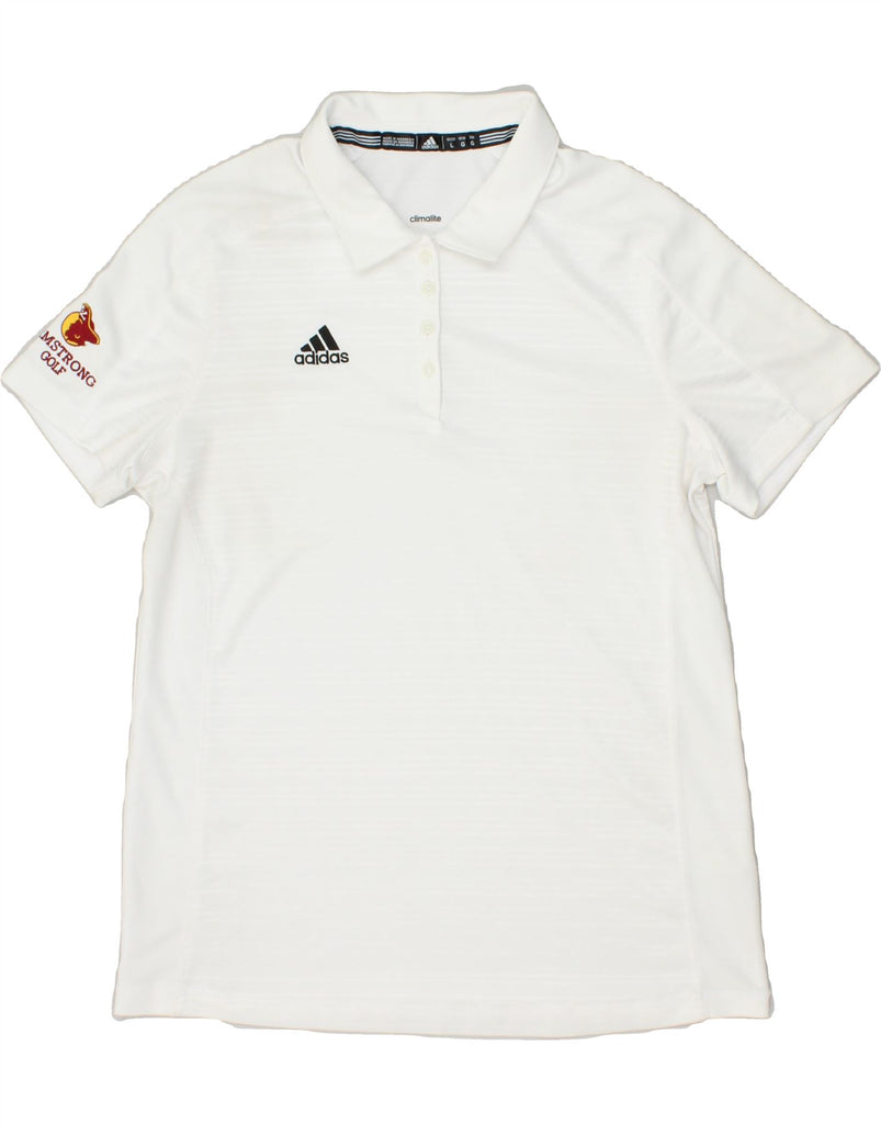 ADIDAS Womens Climalite Polo Shirt UK 16 Large White Polyester | Vintage Adidas | Thrift | Second-Hand Adidas | Used Clothing | Messina Hembry 