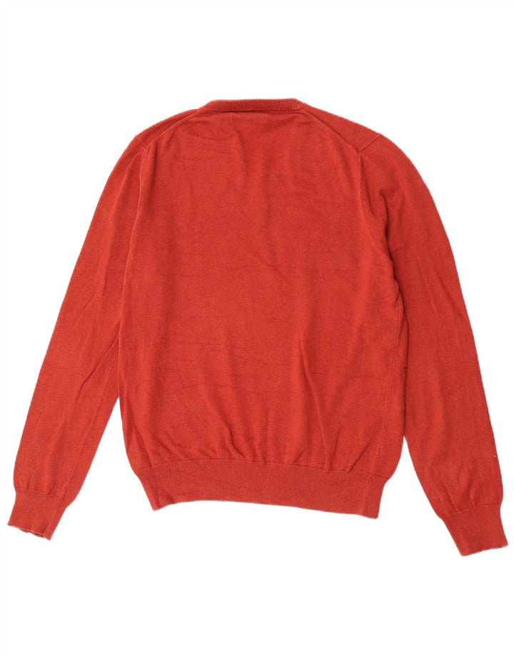 Marks & Spencer Mens V-Neck Jumper Sweater Medium Red Cotton