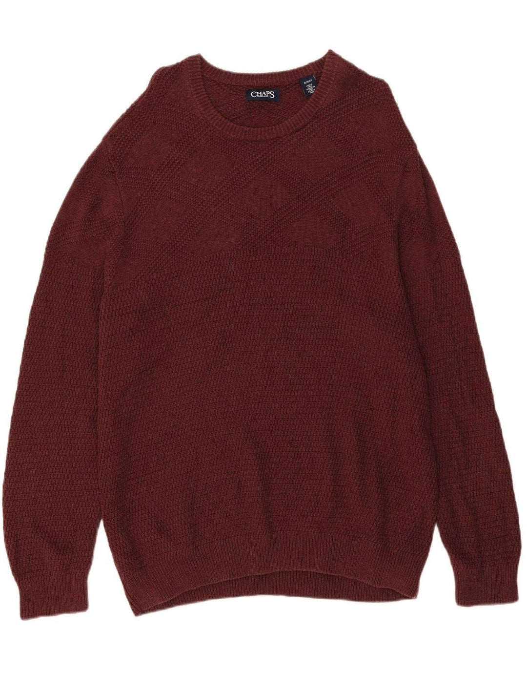 CHAPS Mens Big & Tall Crew Neck Jumper Sweater XL Burgundy Cotton