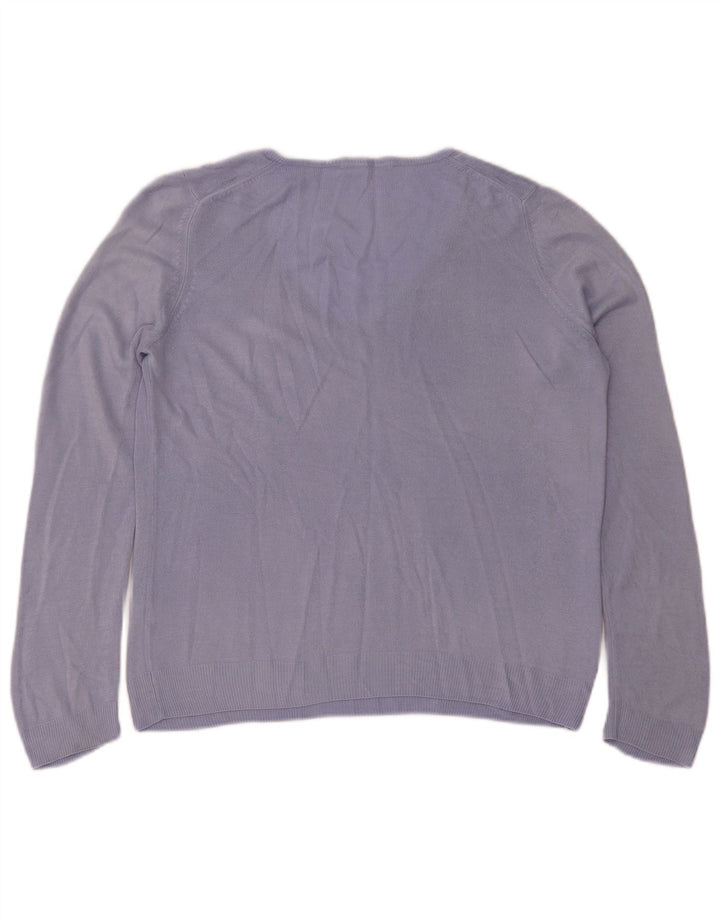 Marks & Spencer Womens V-Neck Jumper Sweater UK 16 Large Purple