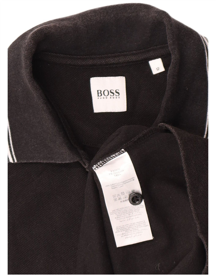 Hugo Boss Boys Polo Shirt 11-12 Years Black Cotton