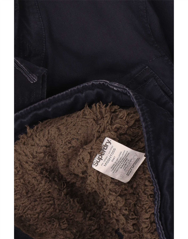 Superdry Mens Sherpa Utility Jacket UK 38 Medium Navy Blue Cotton