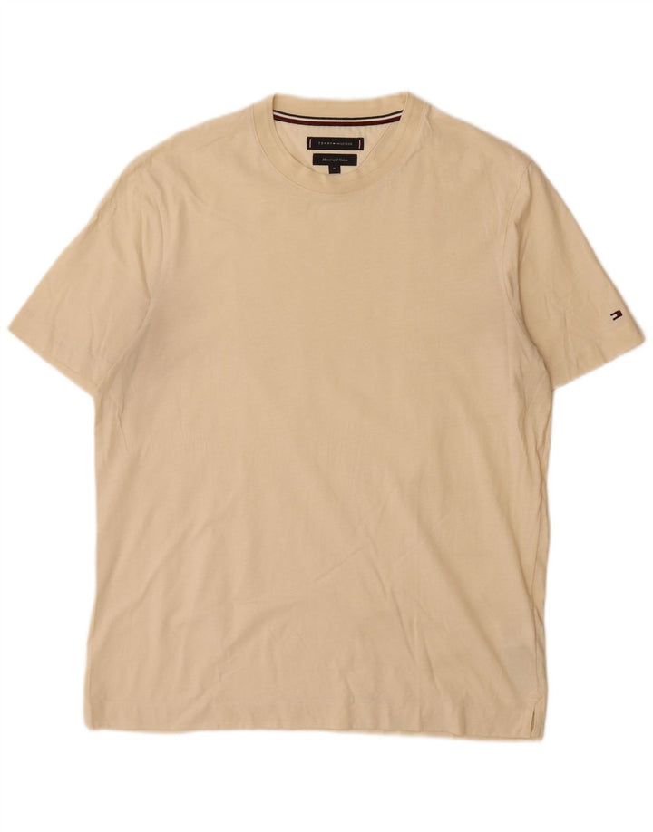 TOMMY HILFIGER Mens T-Shirt Top Medium Beige Cotton
