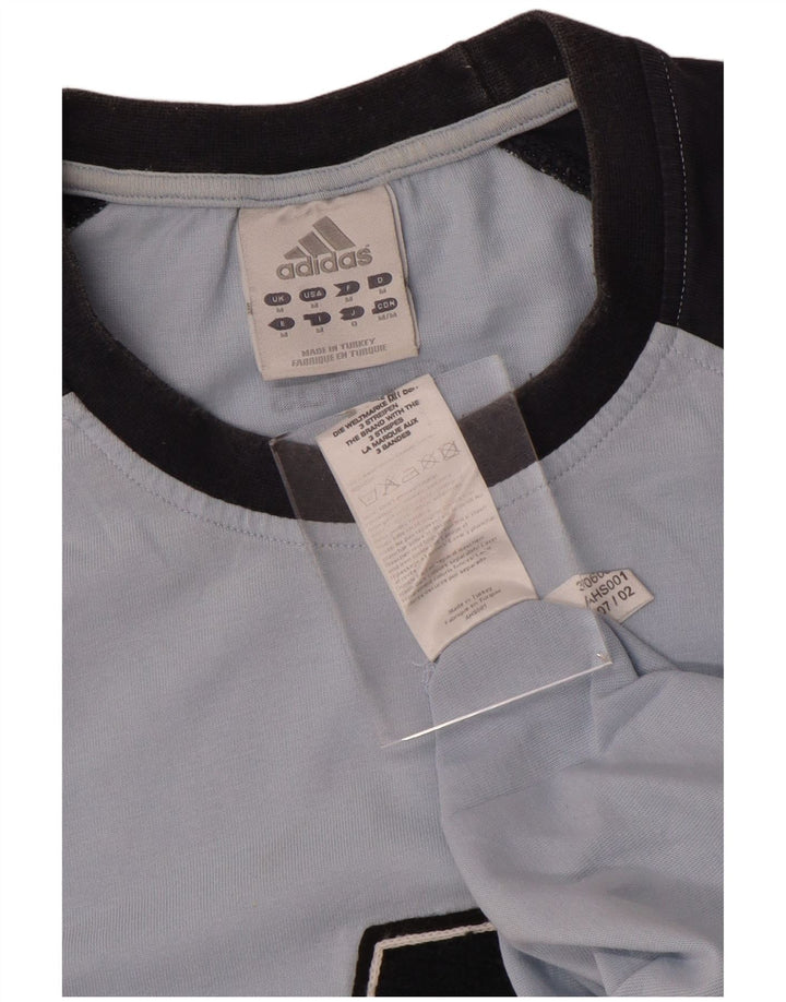 Adidas Mens Graphic T-Shirt Top Medium Blue Colourblock Cotton