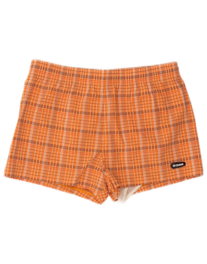 COLMAR Mens Swimming Shorts IT 48 Medium  Orange Check Cotton
