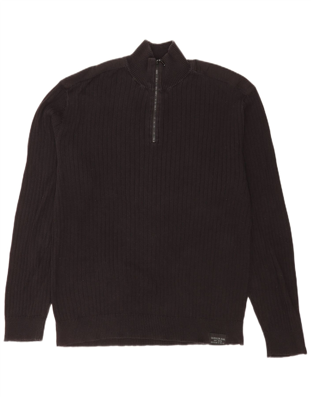 Calvin Klein Jeans Mens Zip Neck Jumper Sweater XL Black