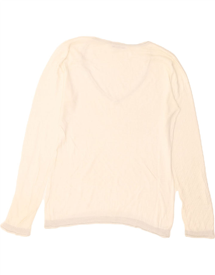 LIU JO Womens V-Neck Jumper Sweater UK 14 Medium Off White Vintage Liu Jo and Second-Hand Liu Jo from Messina Hembry 