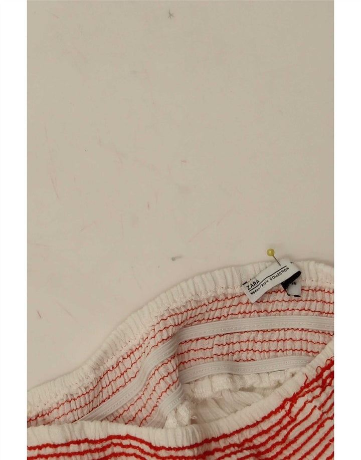 Zara Womens Strapless Dress UK 8 Small White Striped