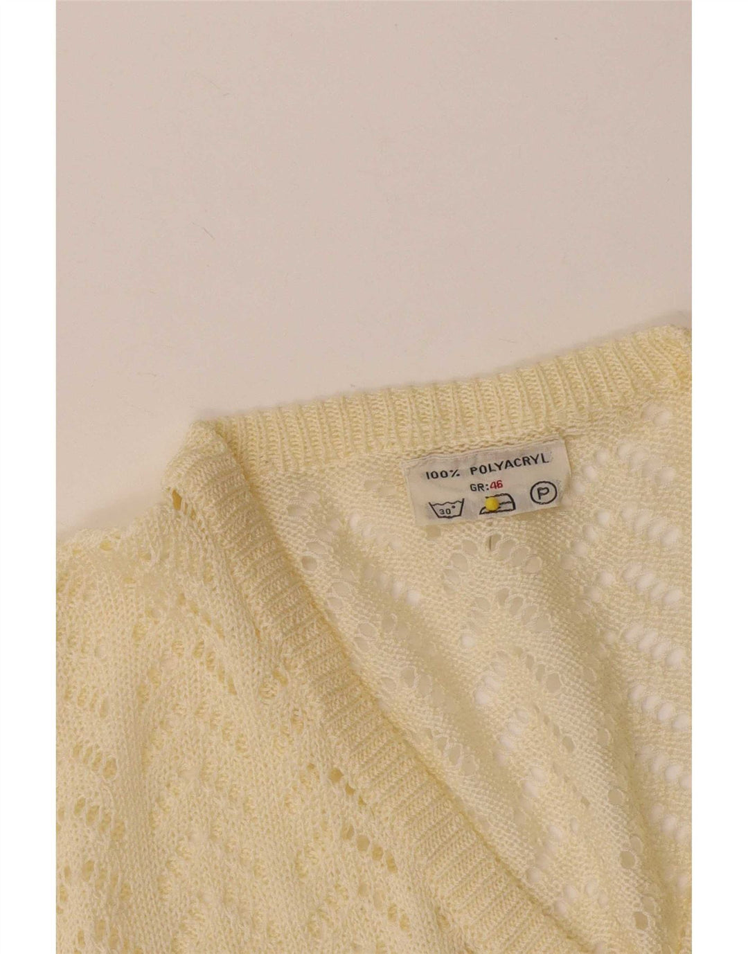 Vintage Womens V-Neck Jumper Sweater IT 46 Large Yellow Polyacrylic