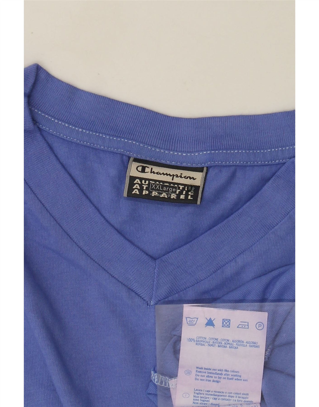 Champion Mens T-Shirt Top 2XL Blue Cotton