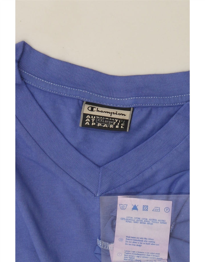 Champion Mens T-Shirt Top 2XL Blue Cotton