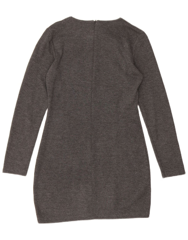 Zara Womens Long Sleeve Jumper Dress UK 12 Medium Grey