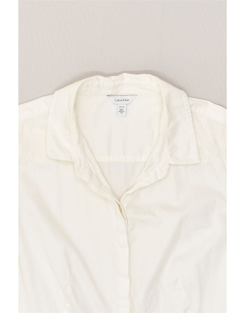 CALVIN KLEIN Womens Shirt UK 14 Medium White Cotton | Vintage Calvin Klein | Thrift | Second-Hand Calvin Klein | Used Clothing | Messina Hembry 