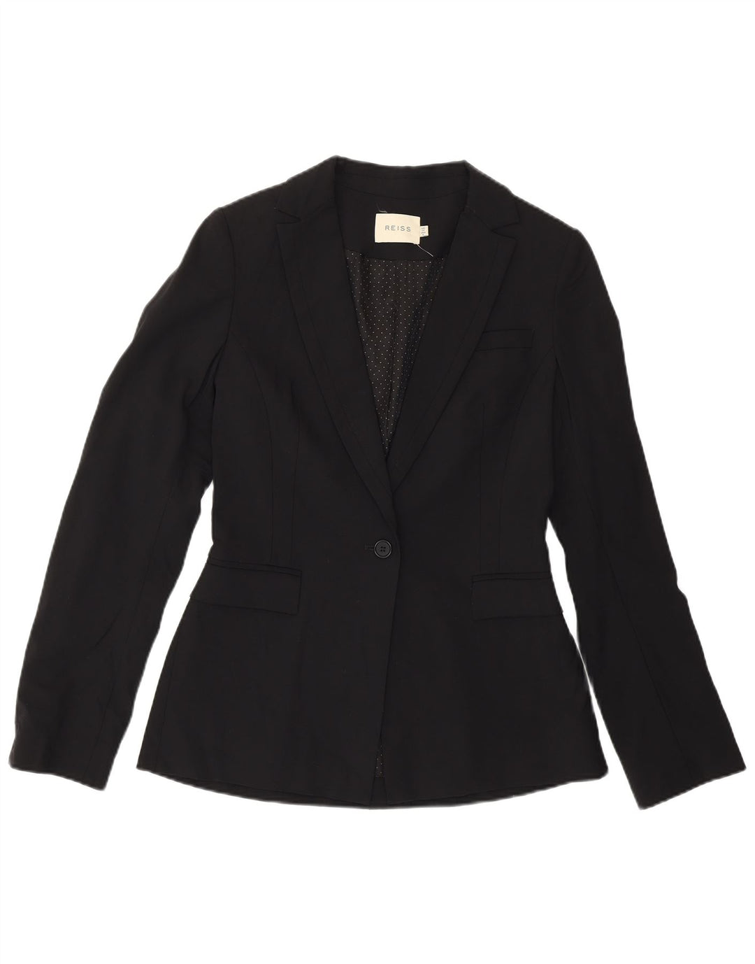 REISS Womens 1 Button Blazer Jacket UK 10 Small Black Wool