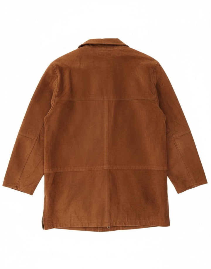 Sauria  Womens Suede Overcoat EU 44 XL Brown Leather