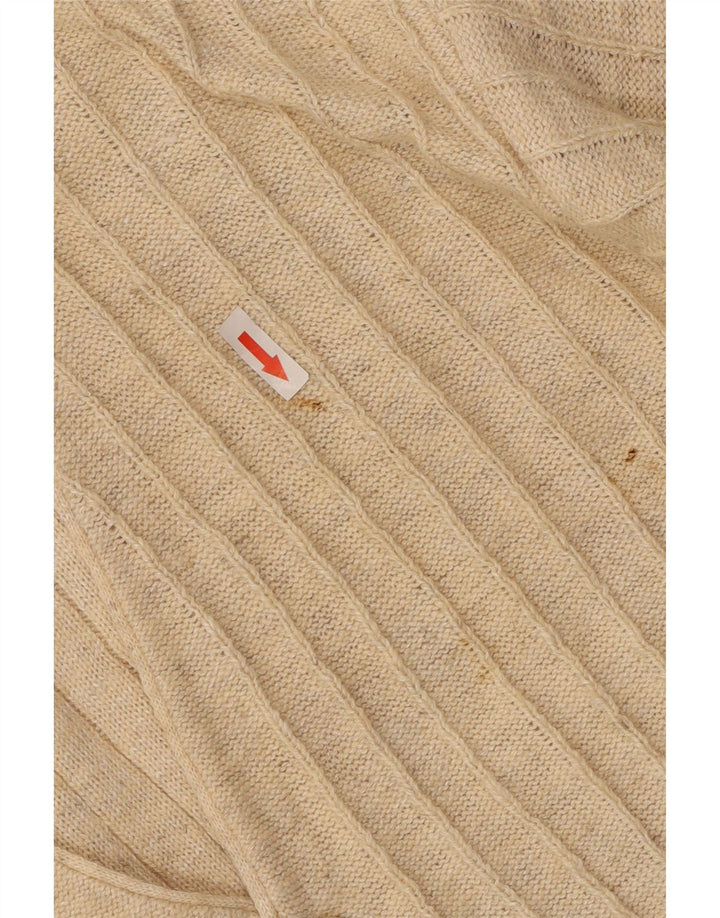 Vintage Mens Cardigan Sweater Medium Beige Cotton