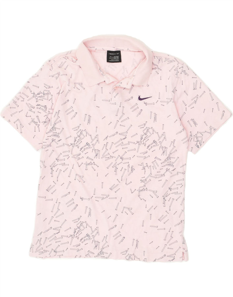 NIKE Boys Abstract Pattern Polo Shirt 10-11 Years Medium Pink Cotton | Vintage Nike | Thrift | Second-Hand Nike | Used Clothing | Messina Hembry 