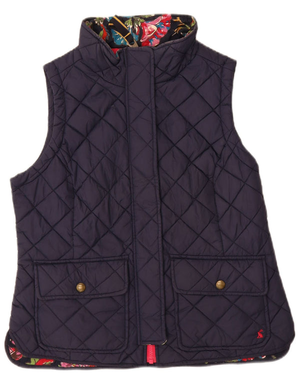 JOULES Womens Quilted Gilet UK 14 Large  Navy Blue Polyamide