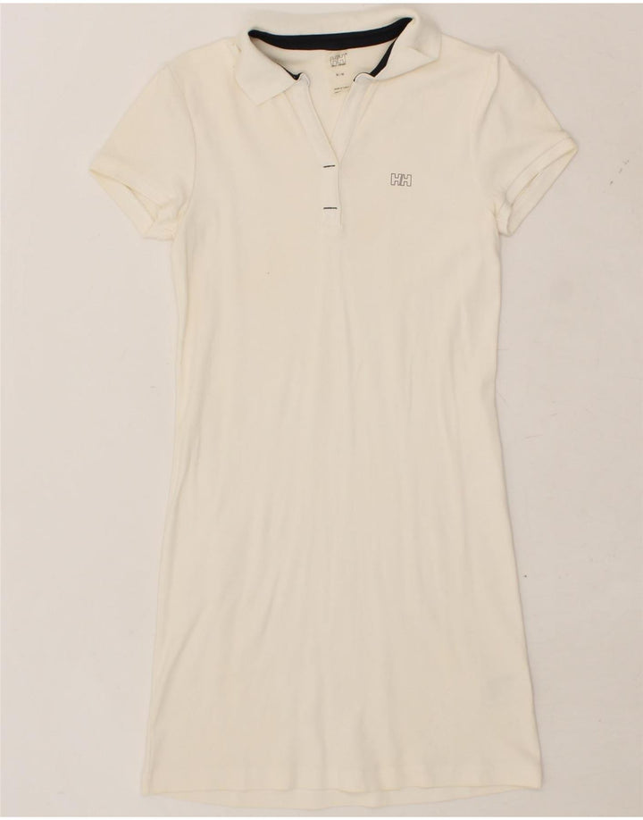 HELLY HANSEN Womens Polo Dress UK 12 Medium Off White Cotton Vintage Helly Hansen and Second-Hand Helly Hansen from Messina Hembry 