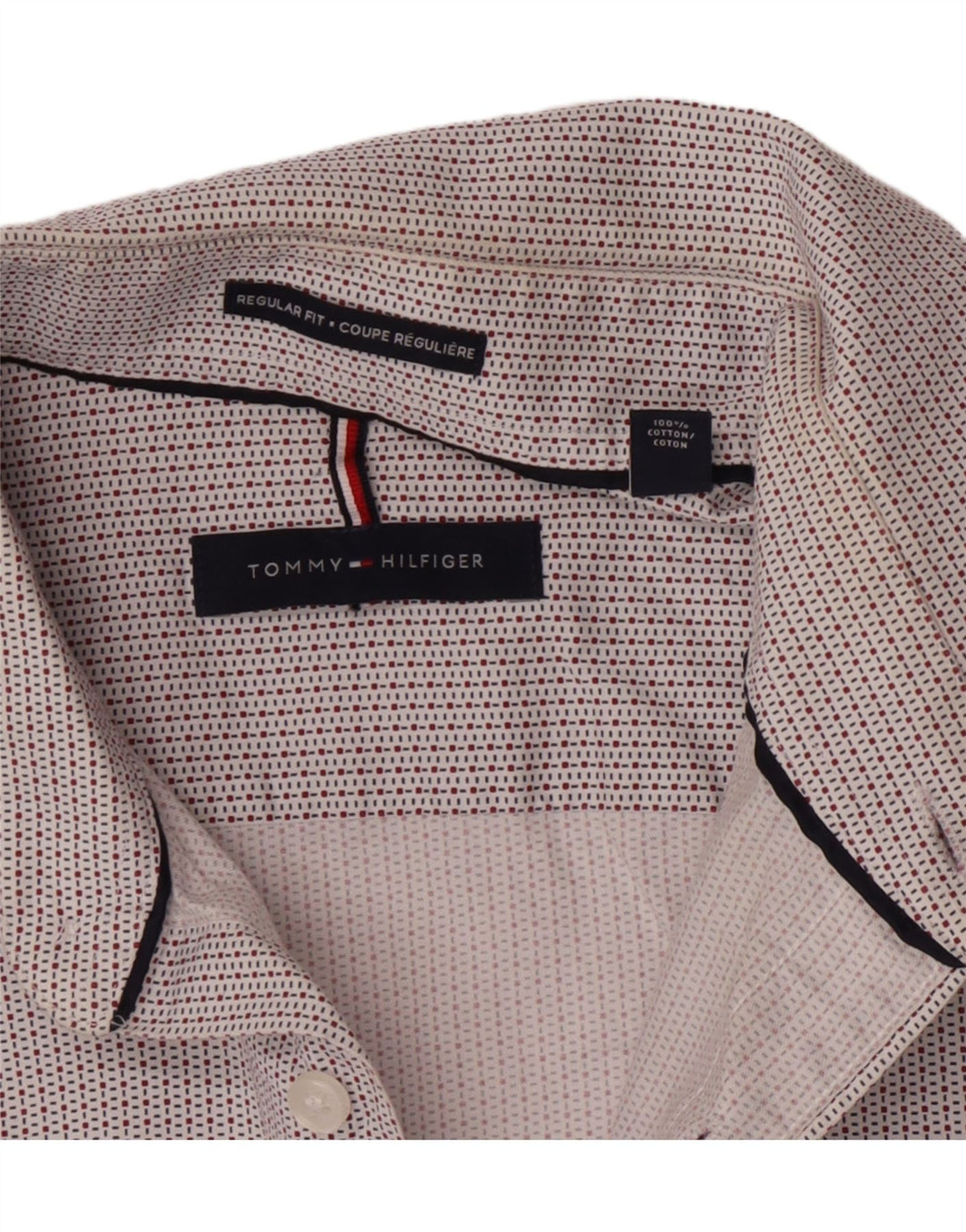 Tommy Hilfiger Mens Regular Fit Shirt Size 15 1/2 Medium White Check Cotton