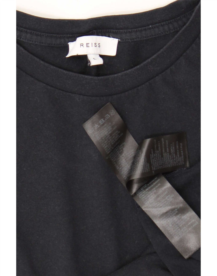 Reiss Mens T-Shirt Top Large Black Cotton