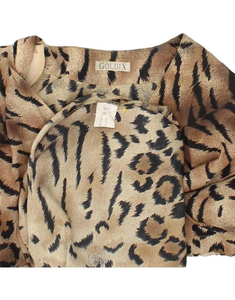 GOLDIX Womens Short Sleeve Shirt Blouse UK 20 2XL Brown Animal Print | Vintage Goldix | Thrift | Second-Hand Goldix | Used Clothing | Messina Hembry 