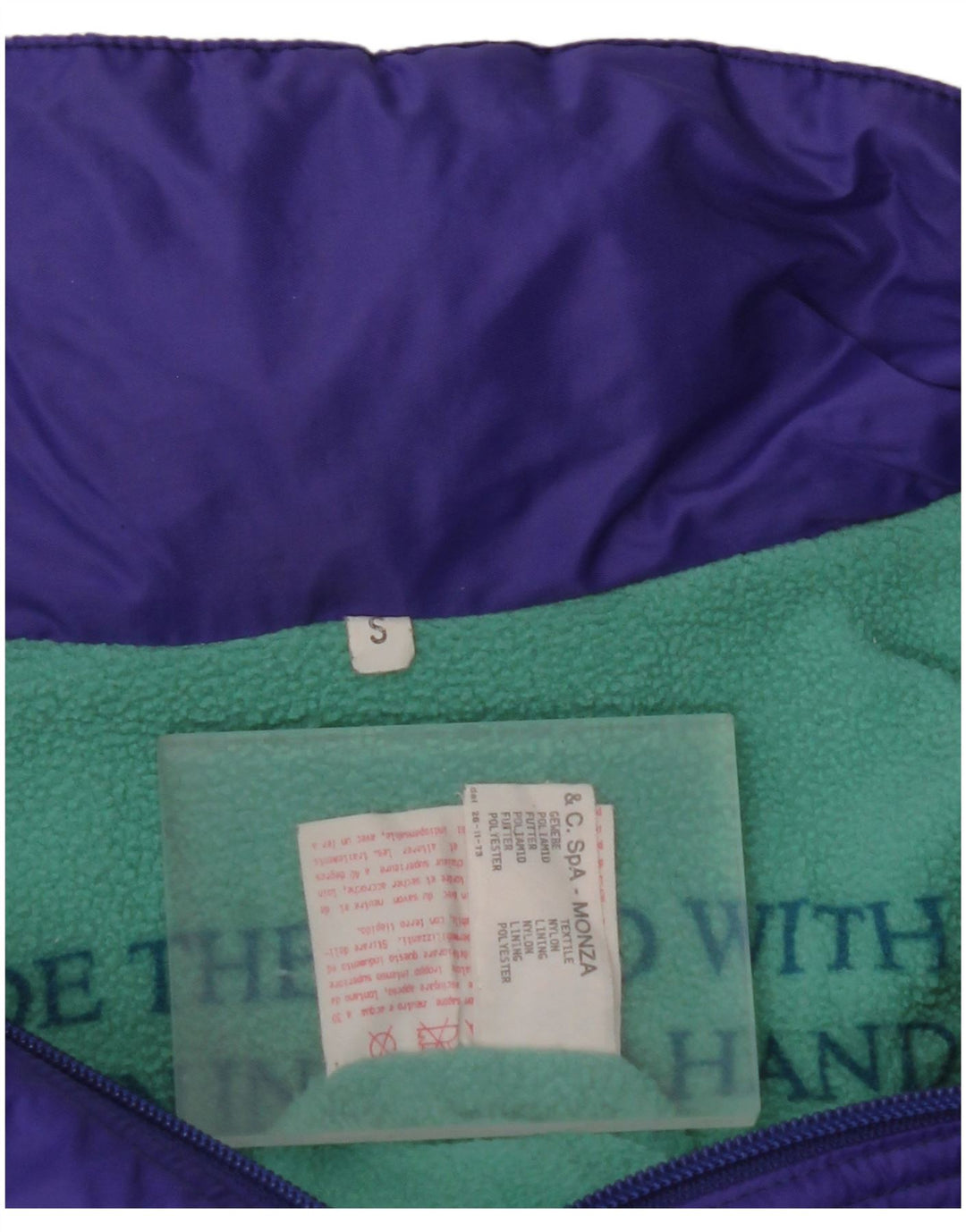 VINTAGE Mens Loose Fit Hooded Anorak Jacket UK 36 Small Purple Colourblock