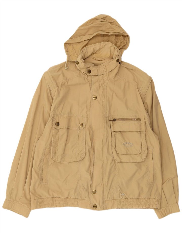 Camel Mens Hooded Utility Jacket EU 58 2XL Beige Cotton