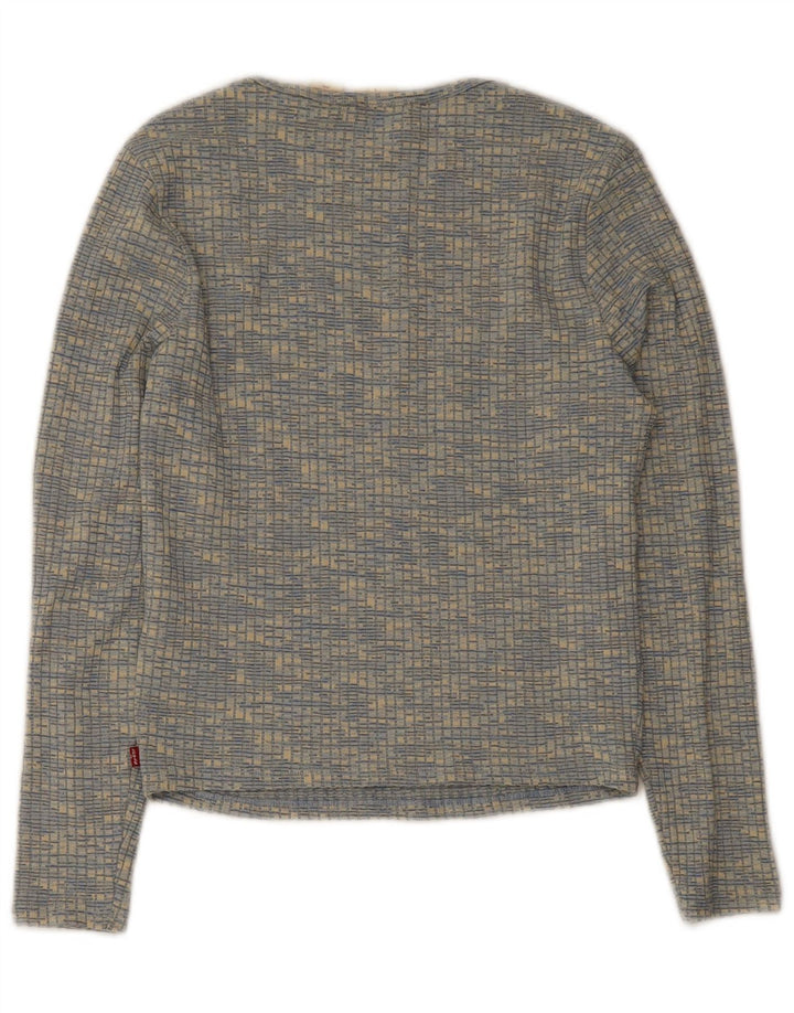 Levi's Womens Top Long Sleeve UK 14 Large Blue Flecked Polyester