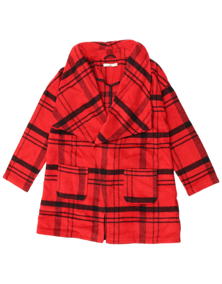 Marks & Spencer Girls Overcoat 11-12 Years Red Plaid Polyester