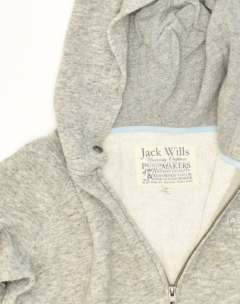 JACK WILLS Womens Zip Hoodie Sweater UK 14 Large Grey Cotton | Vintage Jack Wills | Thrift | Second-Hand Jack Wills | Used Clothing | Messina Hembry 