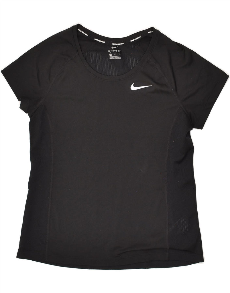 NIKE Womens Dri Fit T-Shirt Top UK 12 Medium Black Polyester | Vintage Nike | Thrift | Second-Hand Nike | Used Clothing | Messina Hembry 