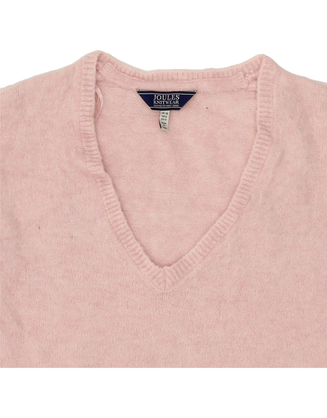 JOULES Womens V-Neck Jumper Sweater UK 10 Small Pink Polyamide Vintage Joules and Second-Hand Joules from Messina Hembry 