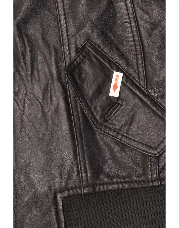 Gipsy Mens Bomber Leather Jacket UK 38 Medium Black