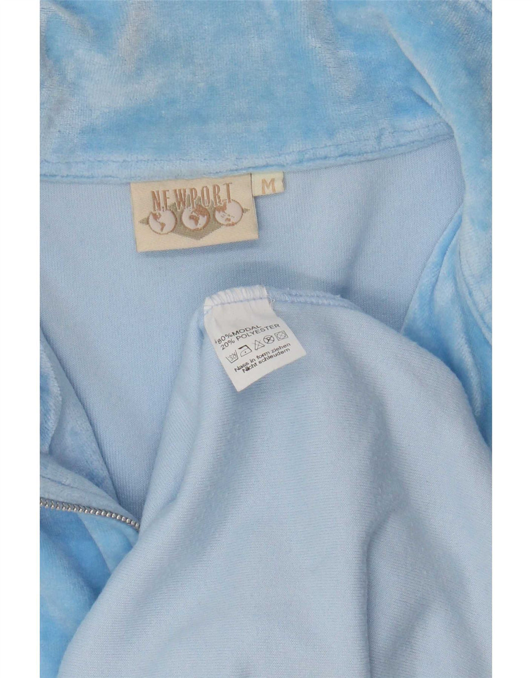 New Port Mens 1/4 Zip Top Long Sleeve Medium Blue Modal
