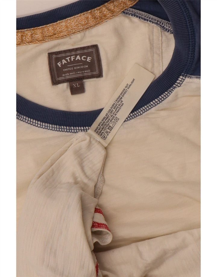 Fat Face Mens T-Shirt Top XL White Colourblock Cotton