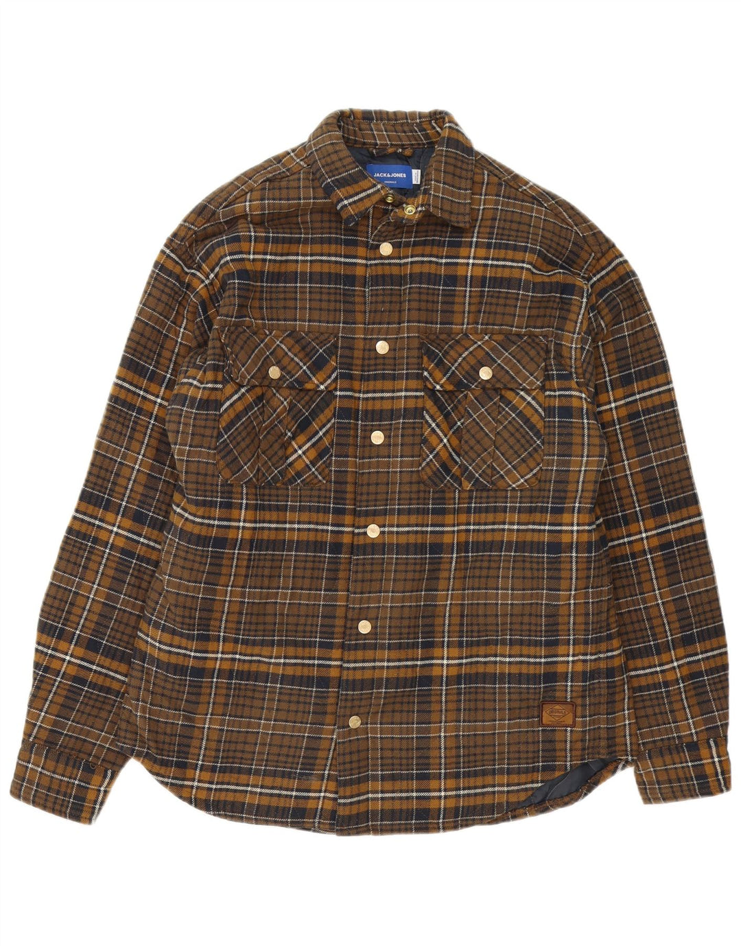 Jack & Jones Mens Lumberjack Flannel Shirt Large Brown Check Cotton