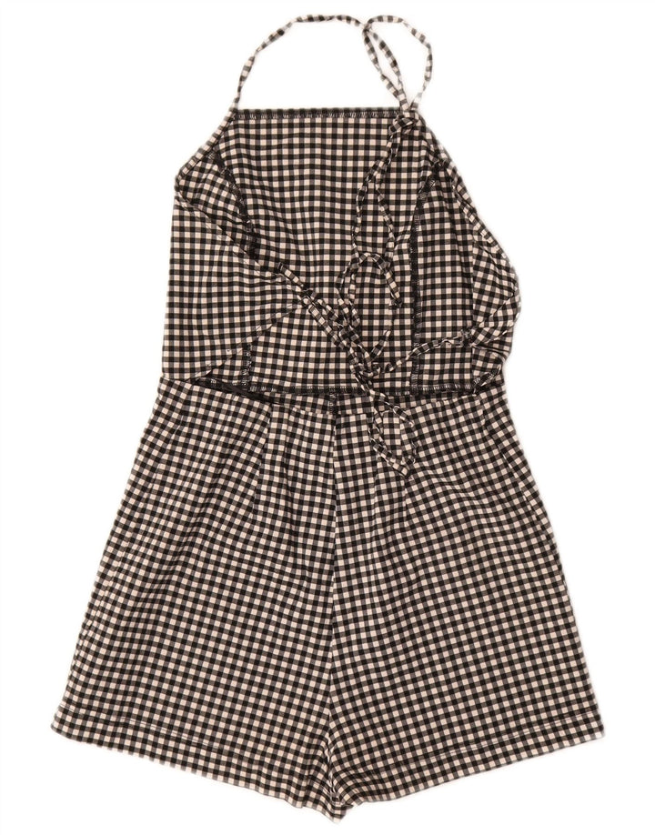 Topshop Womens Halter Playsuit UK 10 Small Black Gingham Viscose