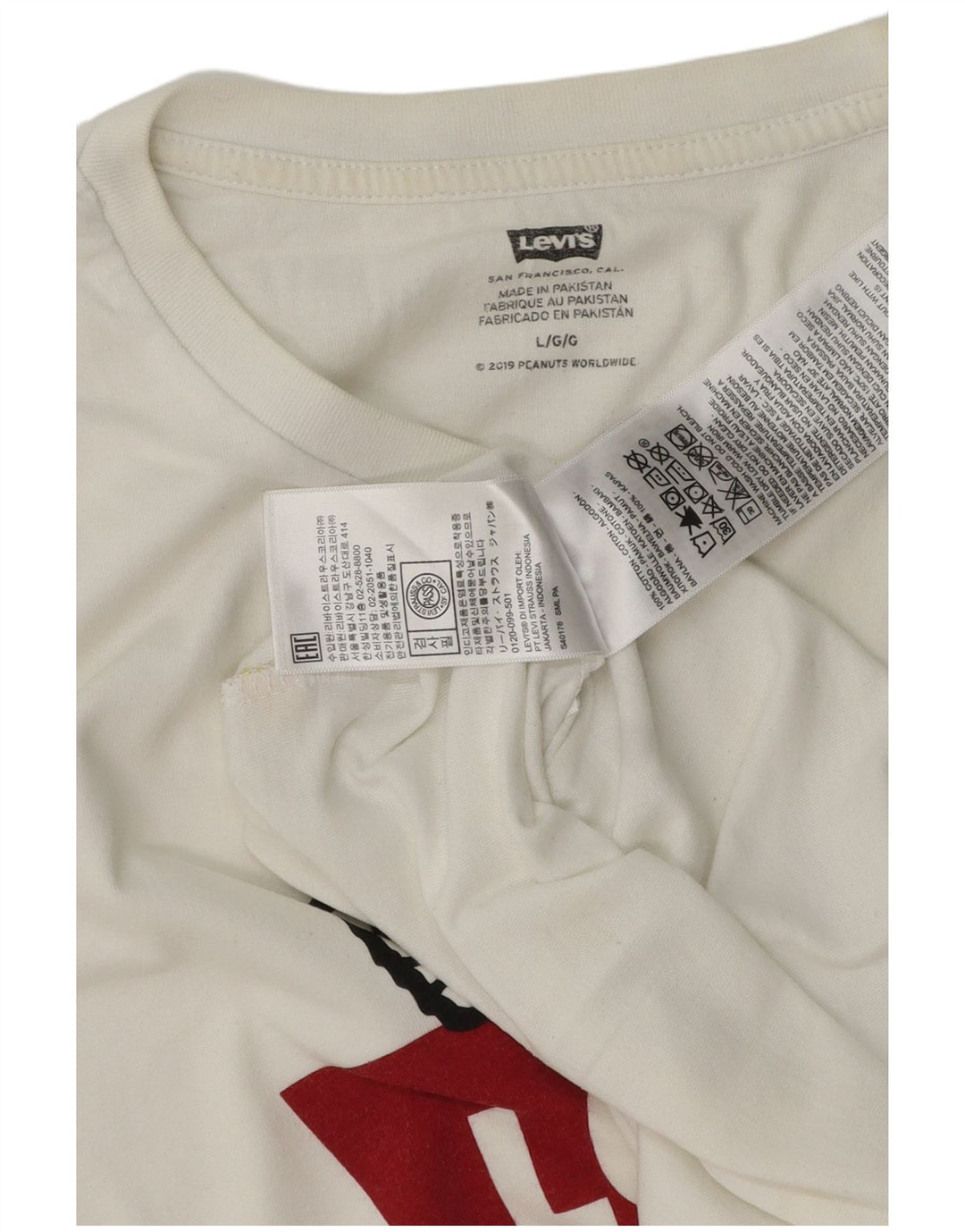 Levi's Mens Peanuts Graphic T-Shirt Top Large White Cotton