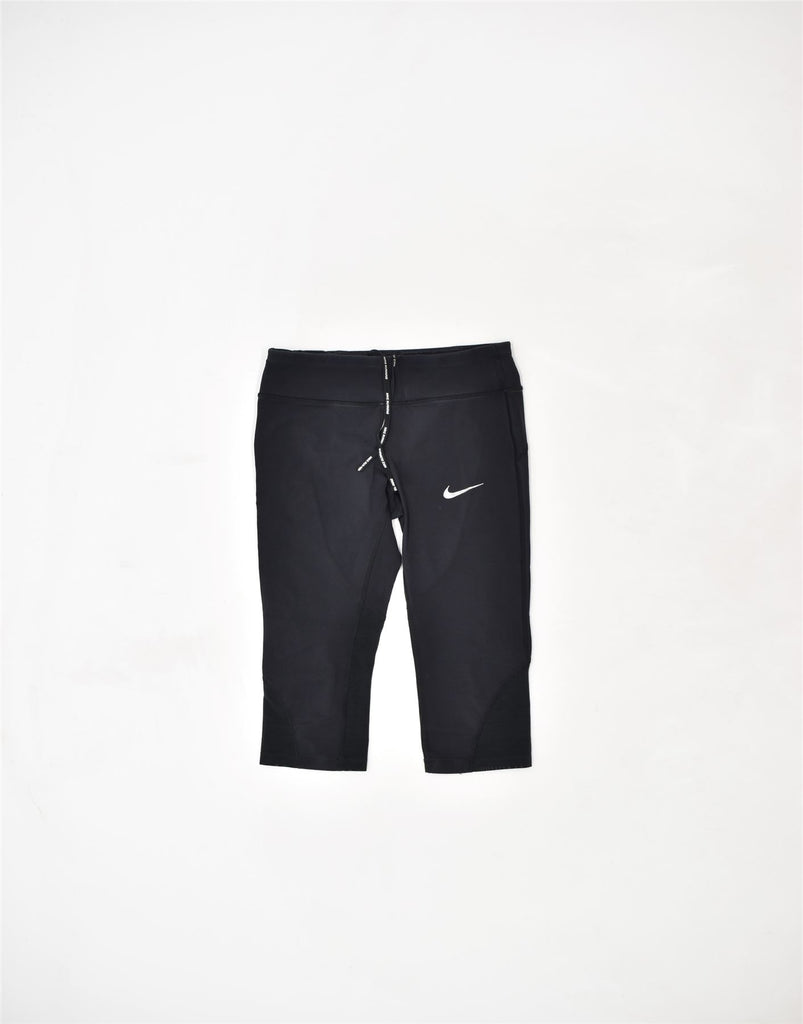 NIKE Womens Capri Tracksuit Trousers UK 10 Small Black Polyester | Vintage | Thrift | Second-Hand | Used Clothing | Messina Hembry 