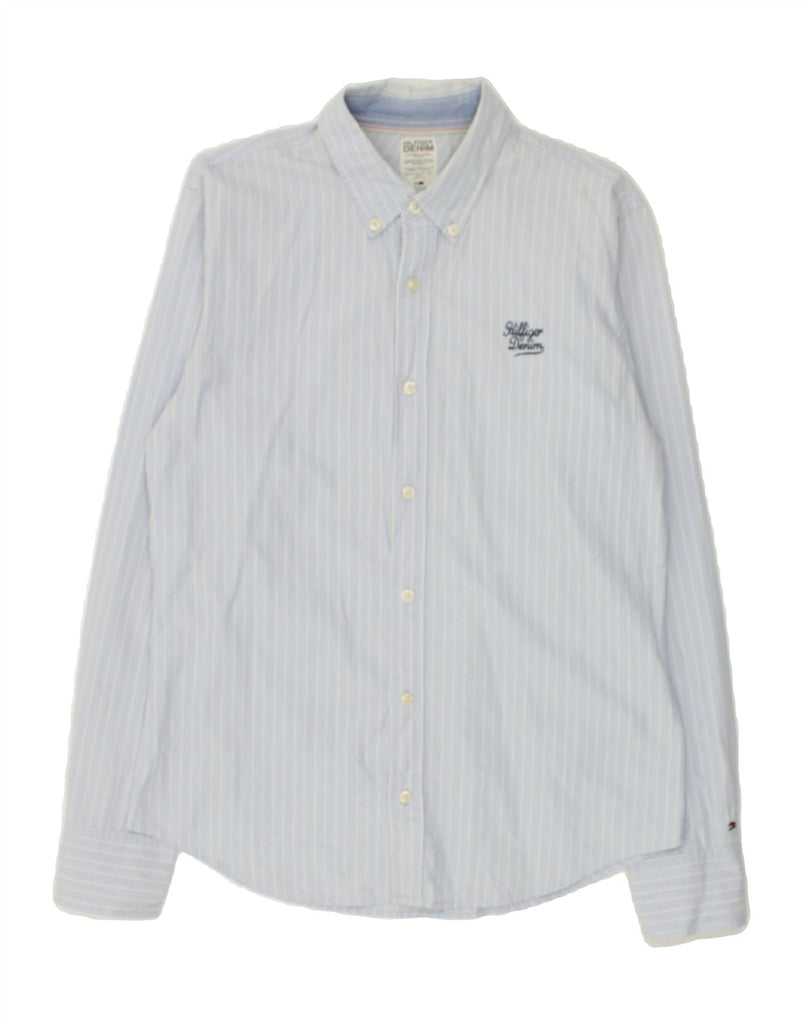 TOMMY HILFIGER Mens Shirt Small Blue Pinstripe Cotton | Vintage Tommy Hilfiger | Thrift | Second-Hand Tommy Hilfiger | Used Clothing | Messina Hembry 