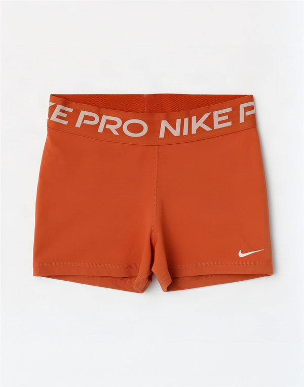 Nike Womens Dri Fit Graphic Sport Shorts UK 8 Small Orange Polyester