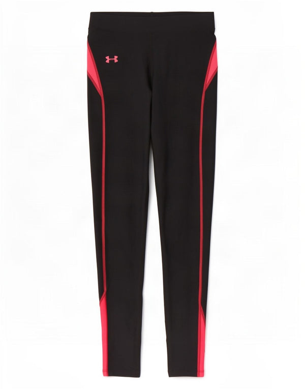 Under Armour Womens Cold Gear Leggings UK 6 XS Black Colourblock Cotton