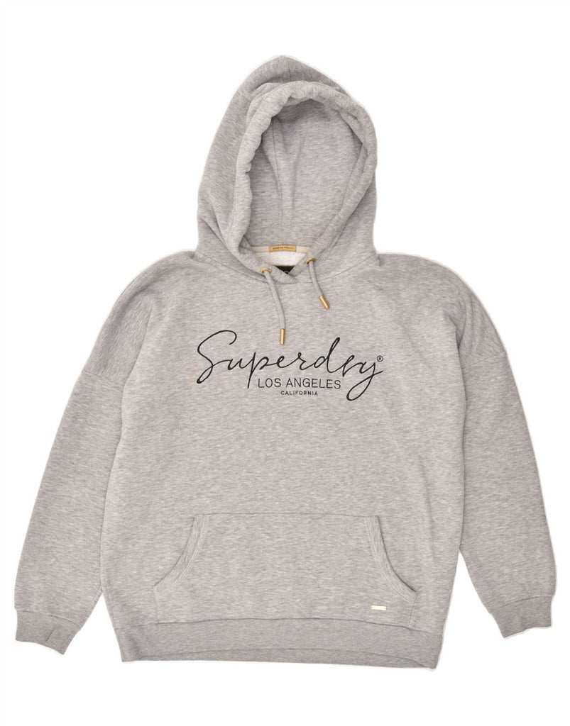 SUPERDRY Womens Graphic Hoodie Jumper UK 12 Medium  Grey Cotton | Vintage Superdry | Thrift | Second-Hand Superdry | Used Clothing | Messina Hembry 